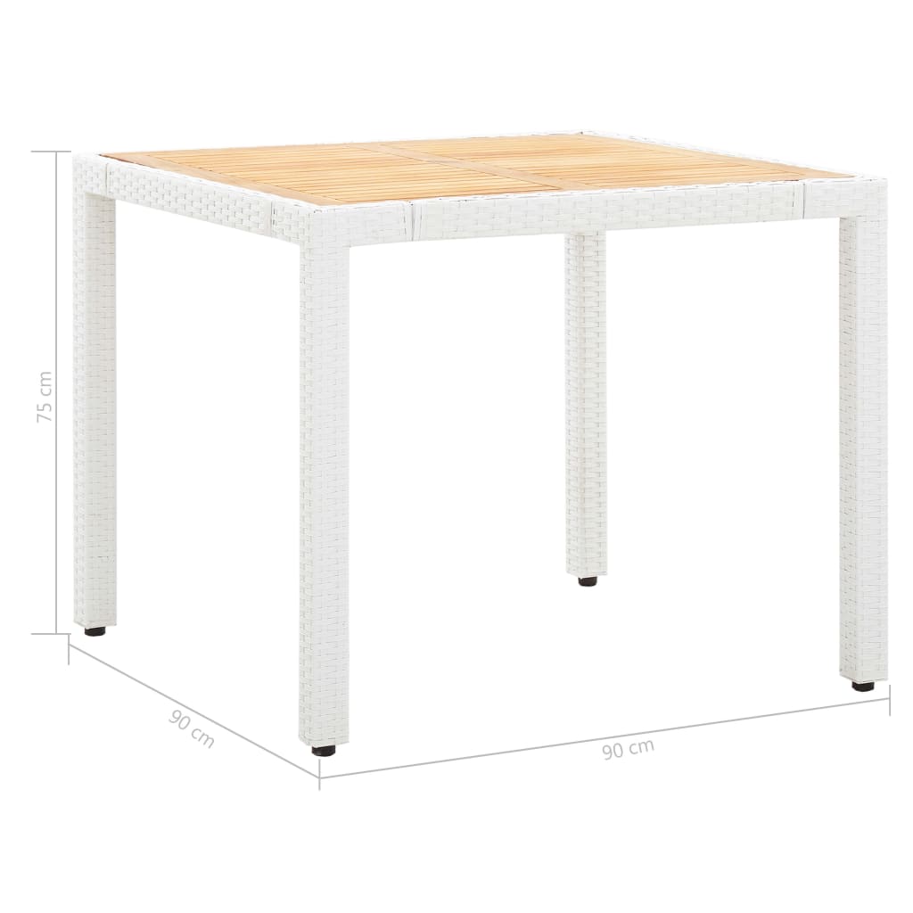 5 Piece Garden Dining Set White Poly Rattan