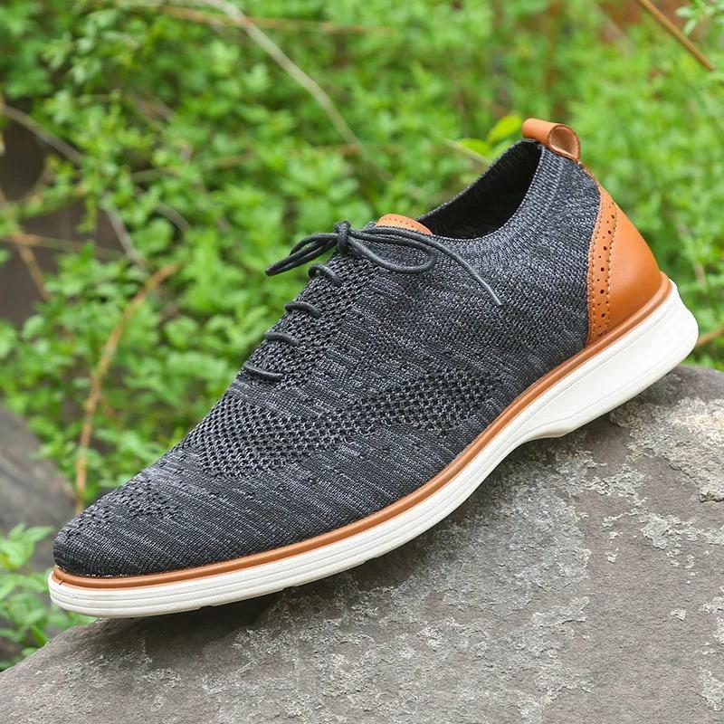 

Fashion 2025 Spring and Autumn Men s Fashionable Lace Up Business Casual Shoes Lightweight Non Slip Soft Soled Formal Shoes Men Shoes 45 чёрный