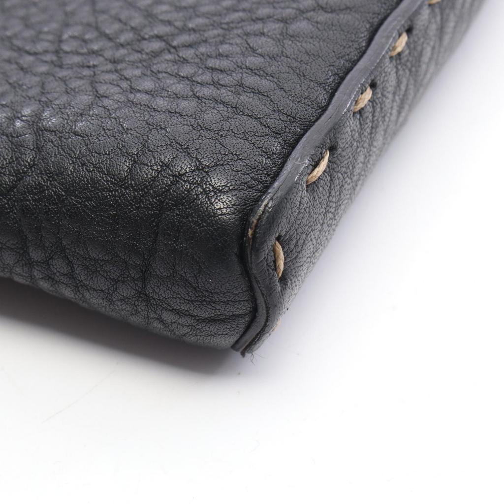Used FENDI Selleria Shoulder Bag 8BT093 Leather Black Used Women