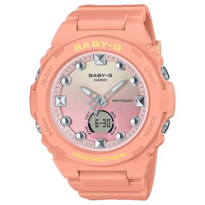 BGA 320 100m Water Resistant Quartz Movement Resin Strap Watch Women's Watch Pink Watch Dial BGA-320-4A1JF