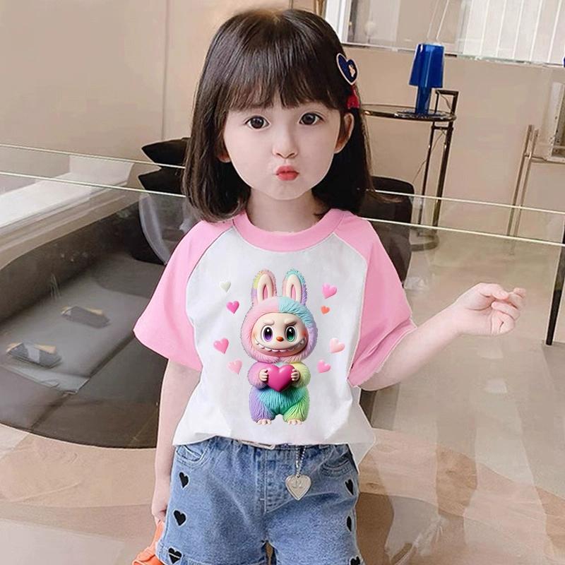 

Кавайная мультяшная футболка с принтом Labubu для детей и взрослых, летняя, женская и мужская, повседневная, для улицы, для девочки и мальчика, с коротким рукавом, топ 130