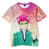 Summer Round Neck 3D Anime Character "Saiki Kusuo No Sai-Nan" Print Top Fashionable Casual Short Sleeved Men's T-shirts