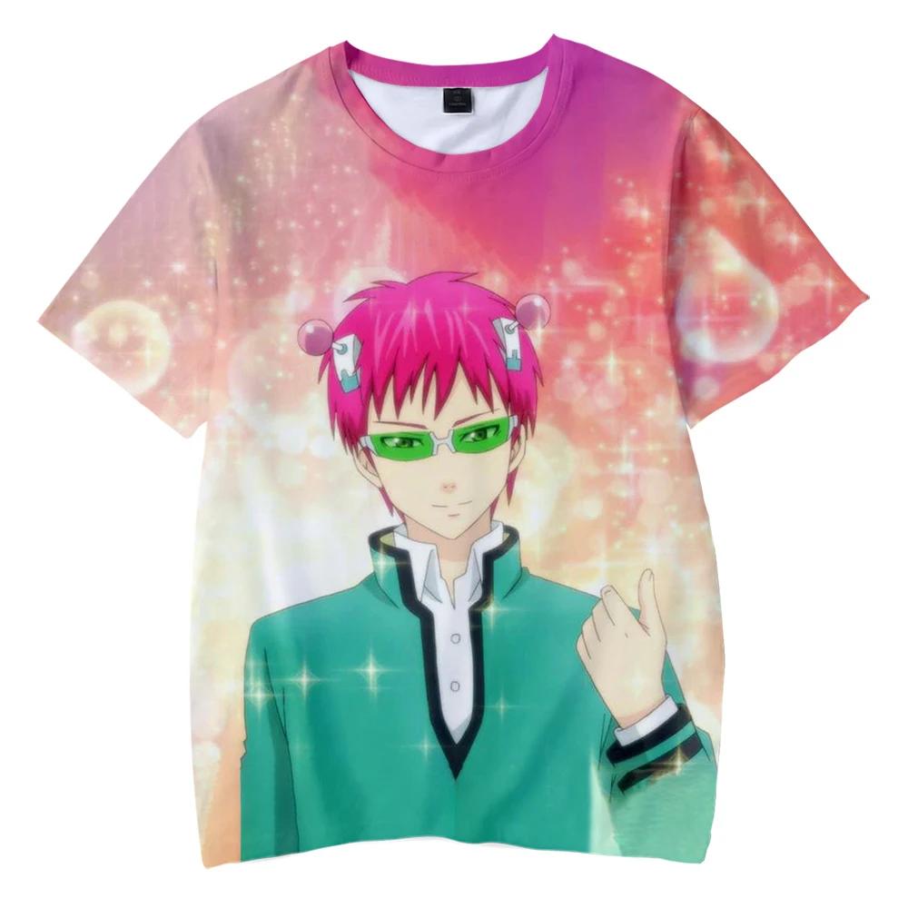 Summer Round Neck 3D Anime Character "Saiki Kusuo No Sai-Nan" Print Top Fashionable Casual Short Sleeved Men's T-shirts