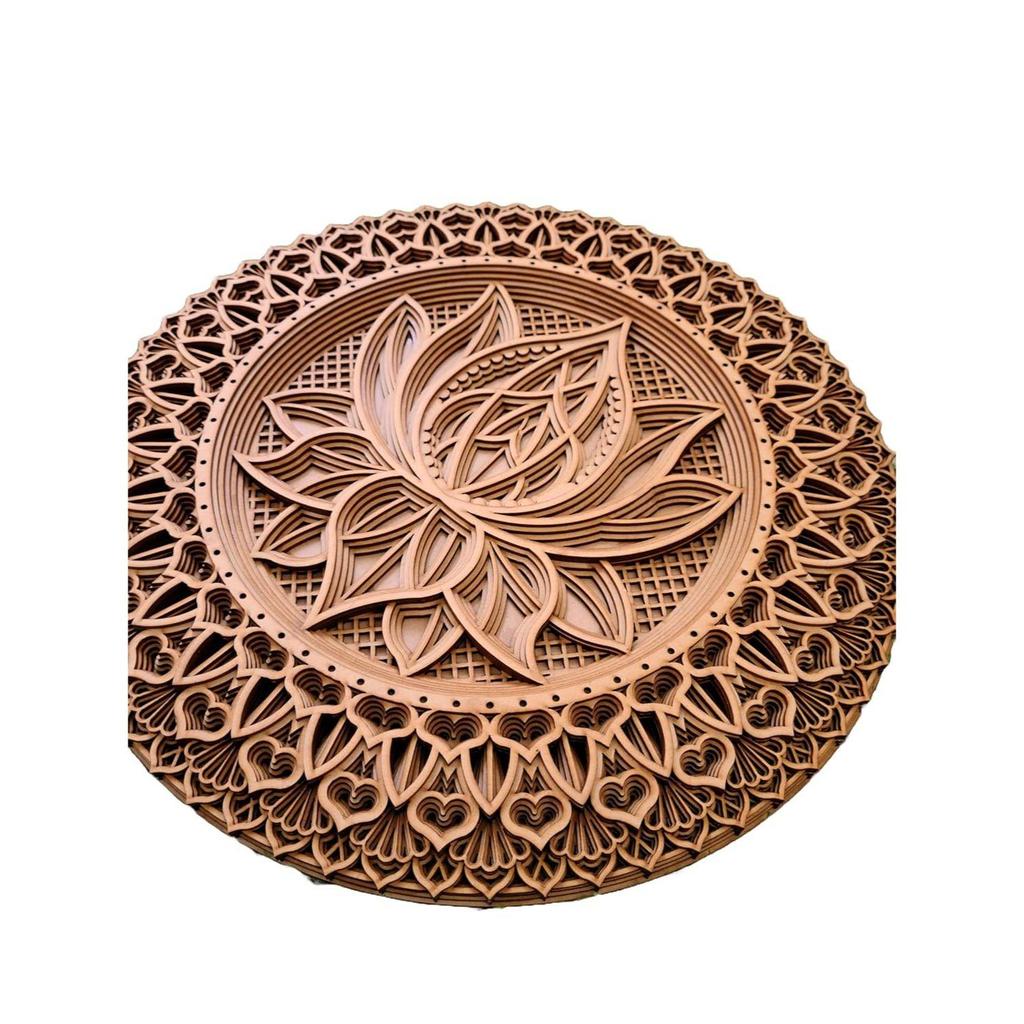 Mehrschichtige Lotus-Holz-Mandala – Handgefertigte 3D-Wandkunst für Yoga, Meditation und Dekoration – Umweltfreundliche Holzkunst