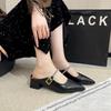 Fashion 2025 Summer Chunky Slippers for Women Fashion Pointy Shallow-cut Sequin Metal Buckle Set Foot Anti-slip Wear-resistant Sandals