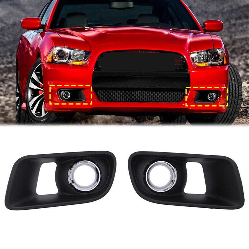 Pair Front Right & Left Bumper Fog Lamp Cover Bezels For Dodge Charger 2012-2014