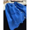 Women Design Knitted Cardigan Sweater Sensibility Nichelantern Sleeve Top Crew Neck Outerwear
