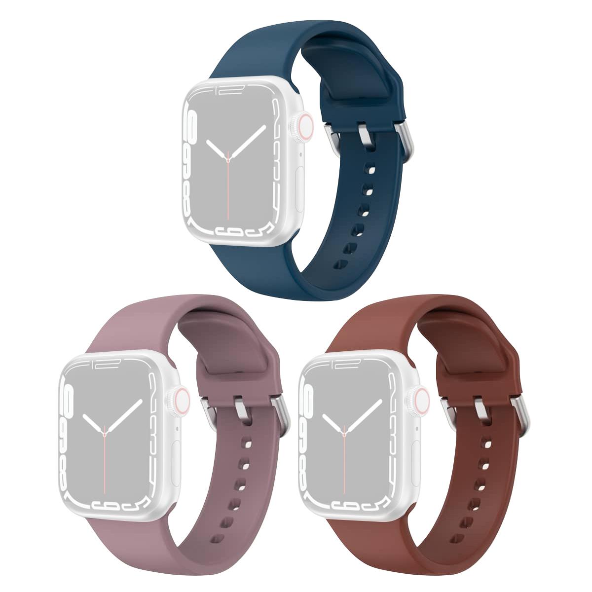 

3Pcs Silicone Watch Bands for Apple Watch Series 10 42mm/9 8 7 41mm/SE (2023) SE (2022) SE 6 5 4 40mm/3 2 1 38mm Waterproof Sport Strap B
