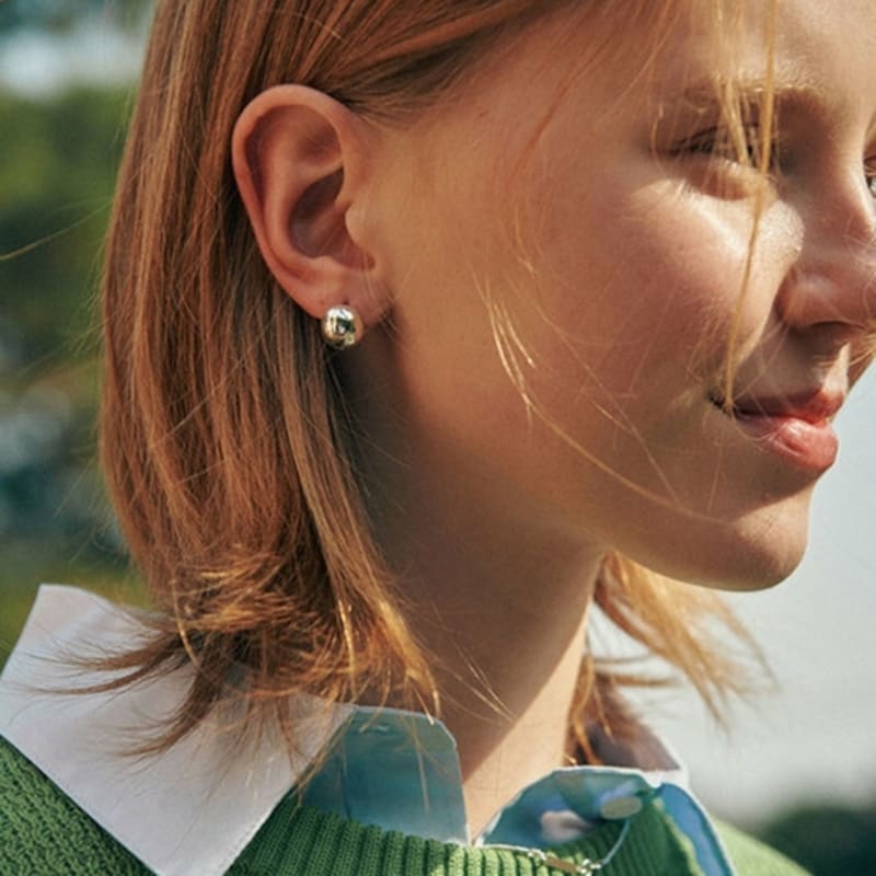 verte [925 silver] Deux.silver.107 / walnut earring (2 color)