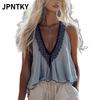 JPNTKY Women's Fashion Casual V-Neck Sleeveless Blouses & Shirts