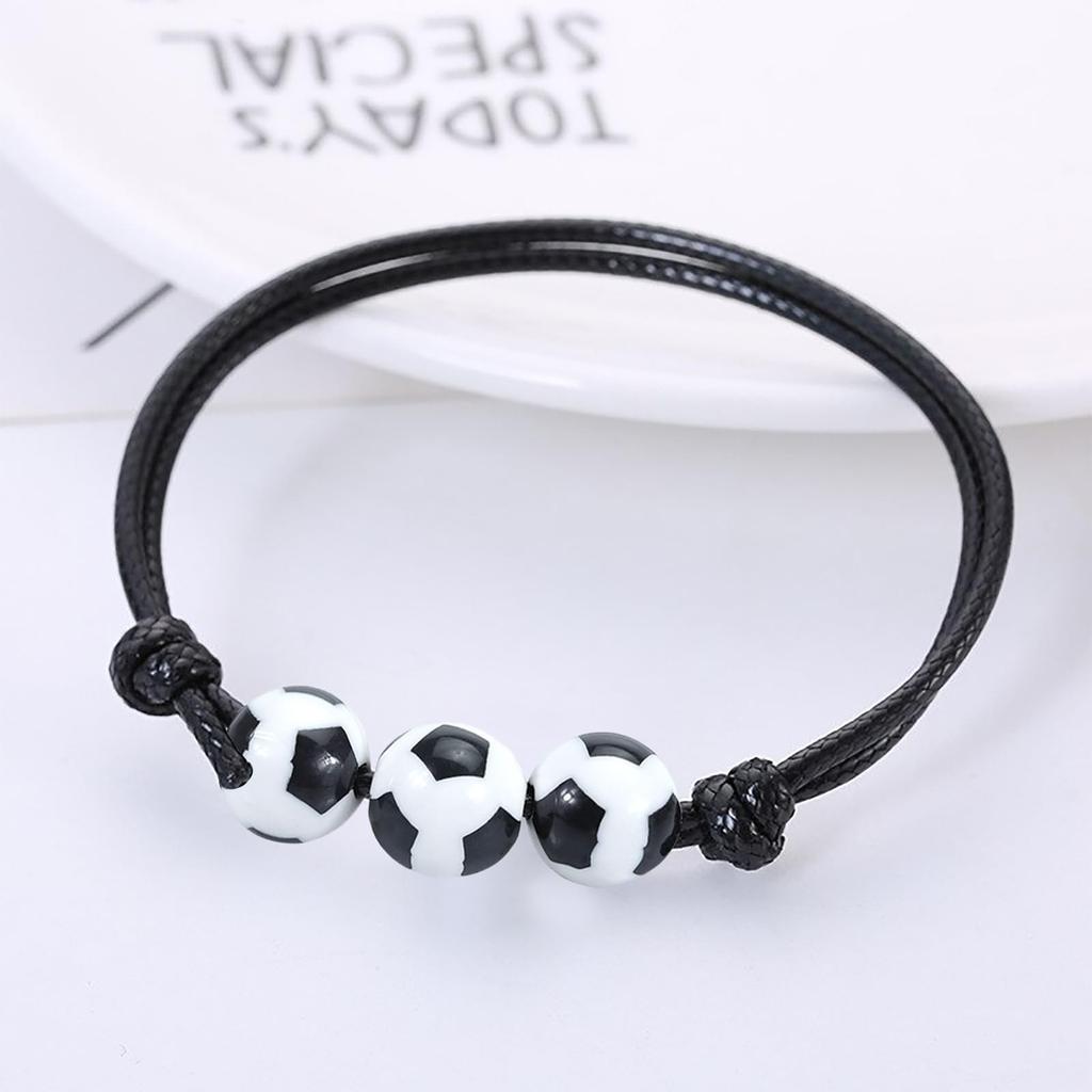 Football Charm Bracelet Football Party Gift Adjustable Wrist Strap Wax Woven Basketball Baseball Bracelet For Women