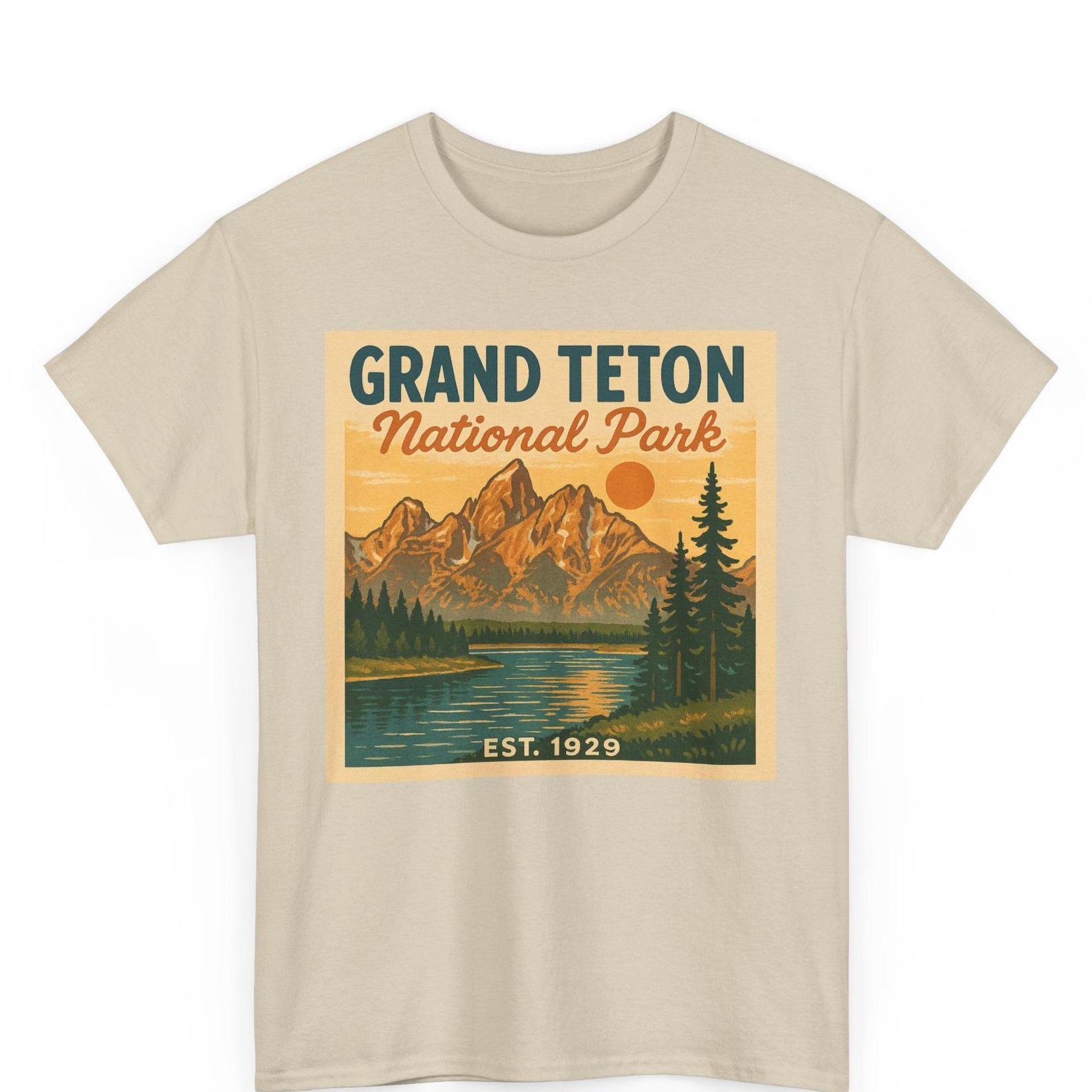 Grand Teton National Park T-Shirt: Retro Mountain Graphic Tee M