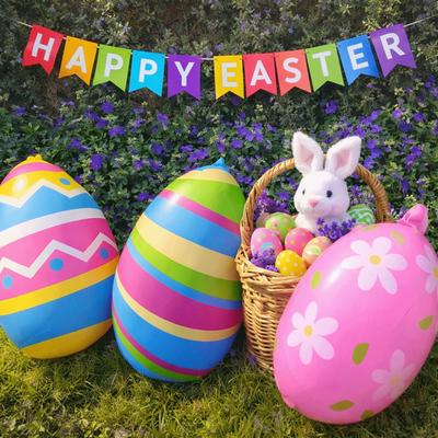 Colourful Design Easter Egg Inflatable Balloon Heavy-Duty Plastic PVC Material Easter Party Decoration Hanging Type