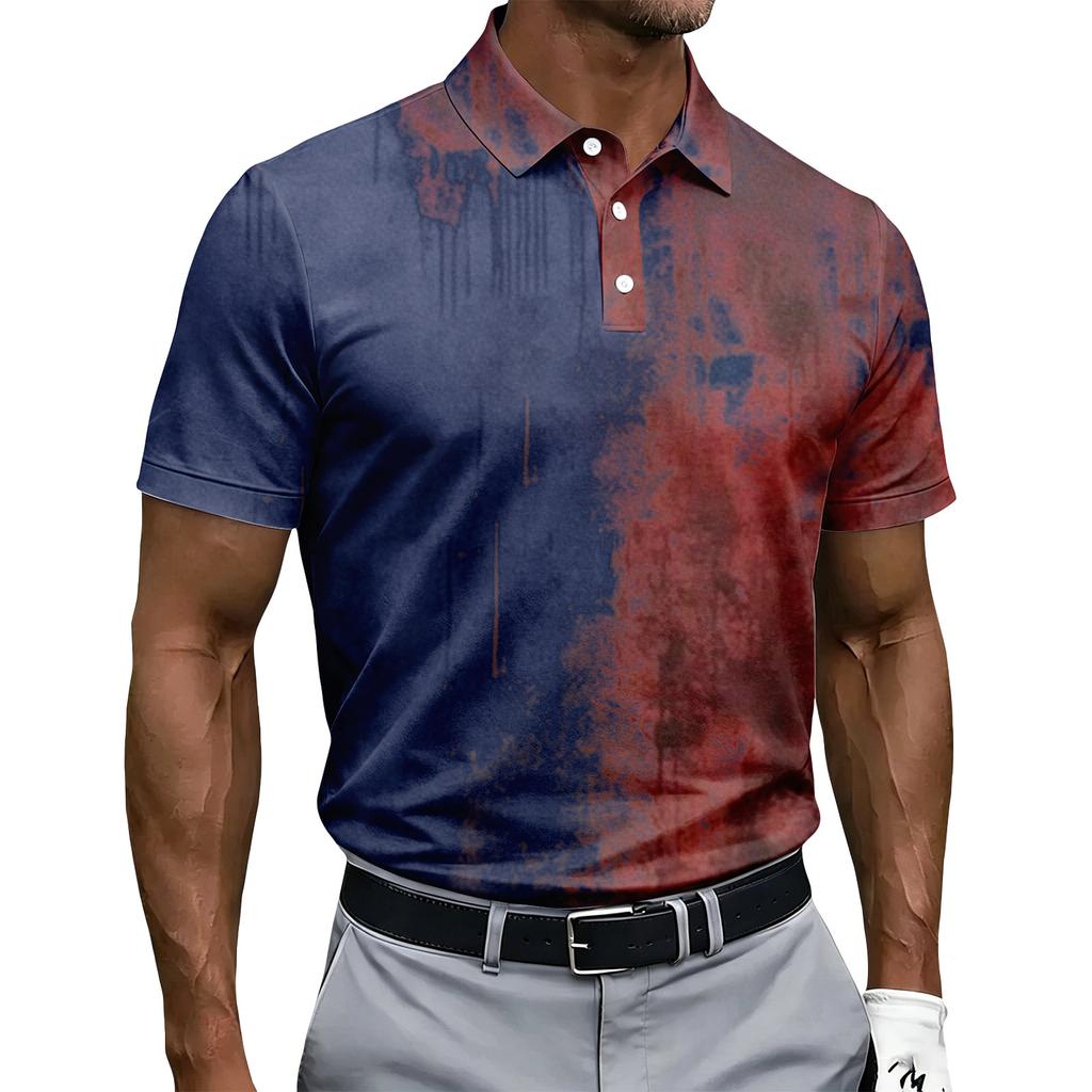 Men's Halloween Print Short Sleeve Polo Shirt Button Up Casual Polo Shirt with Unique Graphic Design for Seasonal Wear