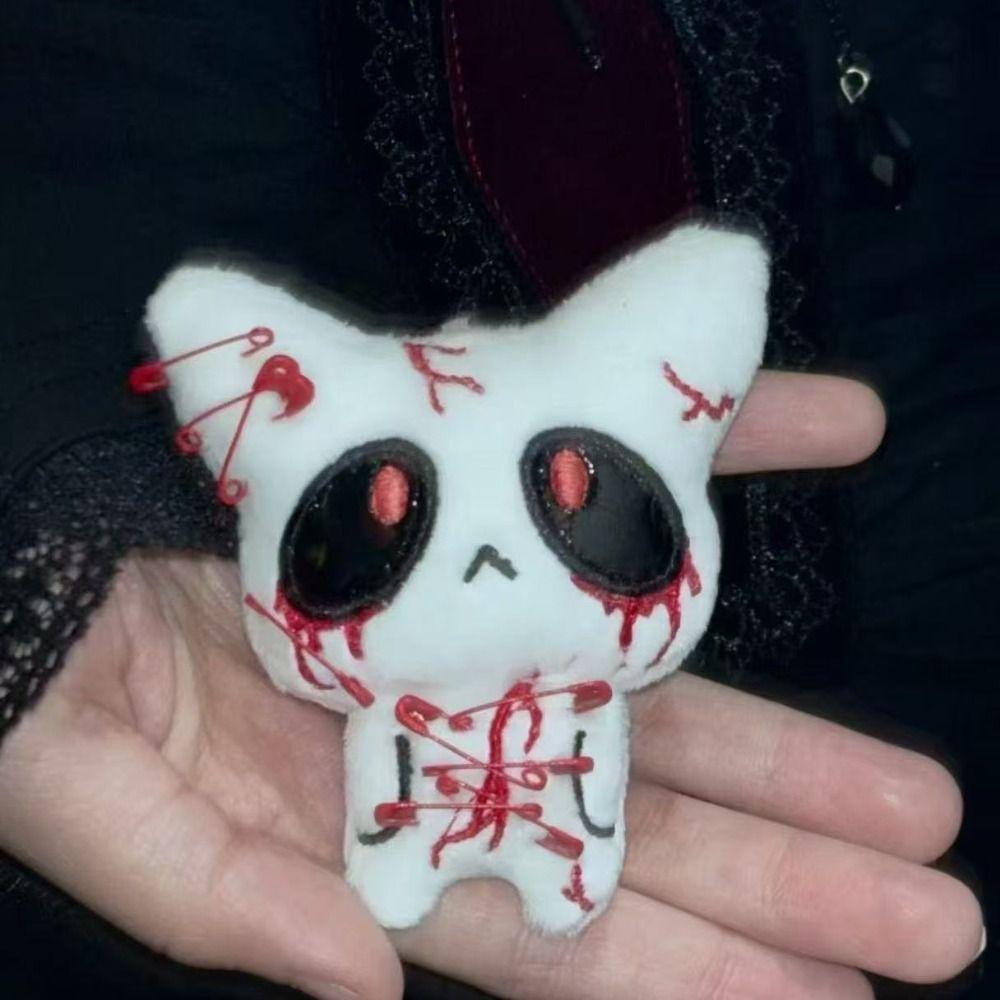 PP Cotton Halloween Keychain Black Color Horror Plush Keyring Creative Gift Bloody Doll Keychain