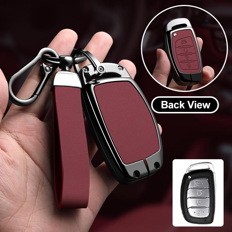 Zinc Alloy Leather For Hyundai Ix35 I40 I20 I10 Tucson Elantra Creta Sonata Ioniq Accent Creata Smart Remote Cover Car Key Case