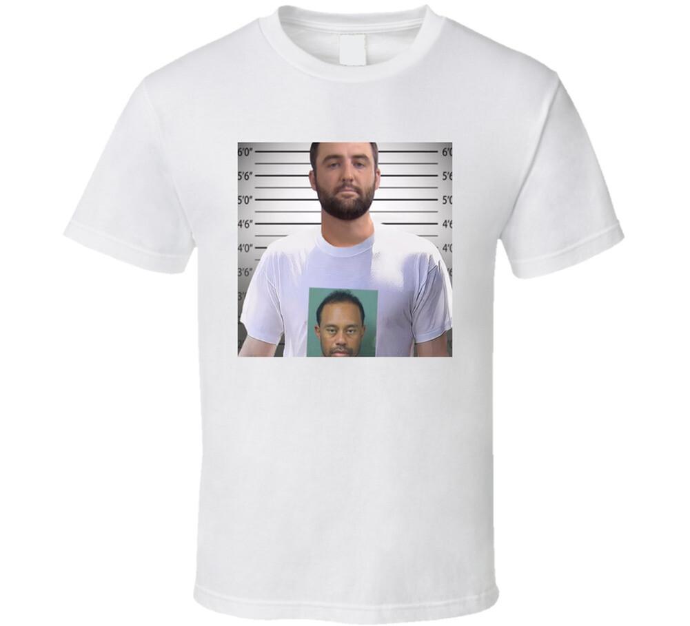 Scottie Scheffler Wearing Tiger Woods Mugshot T Shirt Mens Womens Tees Top S