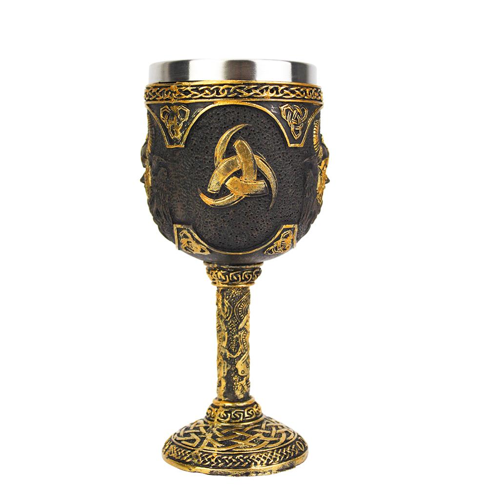 Gothic Goblet 3D Viking Stainless Steel Resin Skull Wine Goblet Dragon Claw Skeleton Spine Whiskey Cup Wine Glass for Halloween