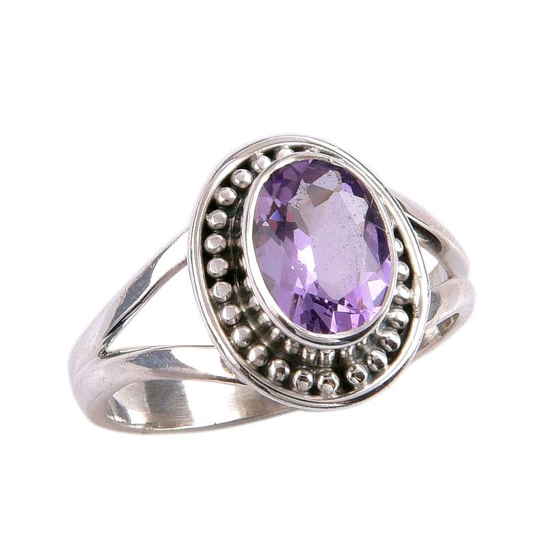 Natural Pink Amethyst Gemstone 925 Solid Sterling Silver Jewelry Ring S.6 l2T06
