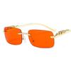 Retro Uv400 Clear Shades Cheetah Decoration Ocean Lens Sun Glasses Rimless Rectangle Sunglasses