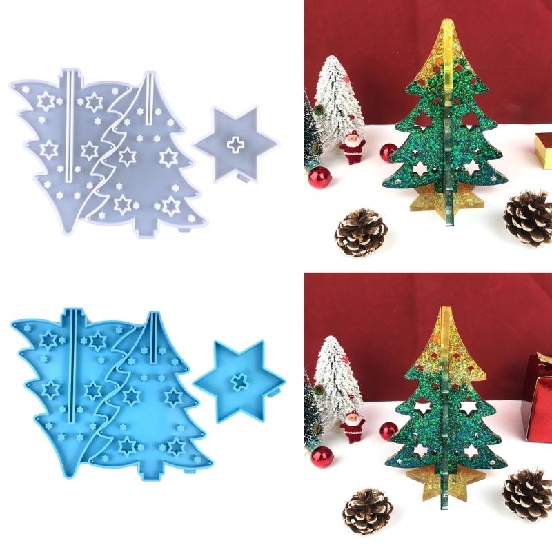 Christmas Tree Resin Silicone Mold Christmas Ornaments Epoxy Resin Mold for Casting Home Decorations Christmas Supplies