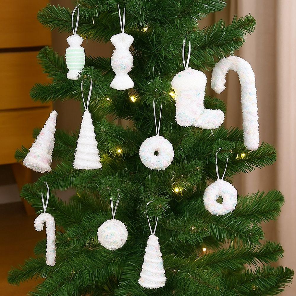 Flocking Xmas Tree Decor DIY Ice Cream Pendant Creative Candy Cane Ornament  Home Decor