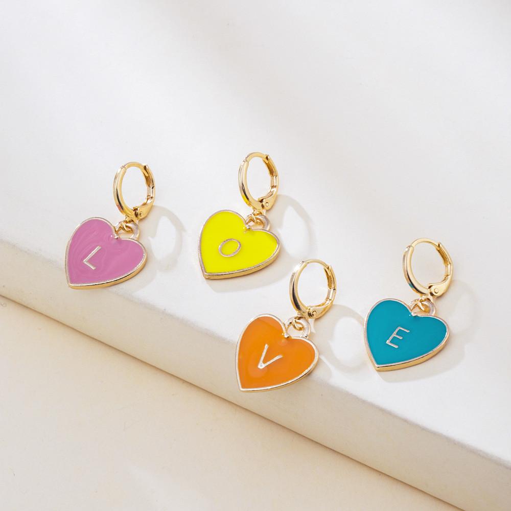 Fashionable Alloy Heart-shaped Love Letter Earrings Trendy Chic Street Style