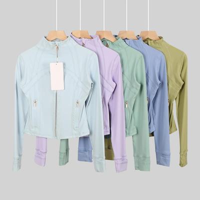 Women's Long Sleeve Fitness Running Jacket with Gold Zipper
