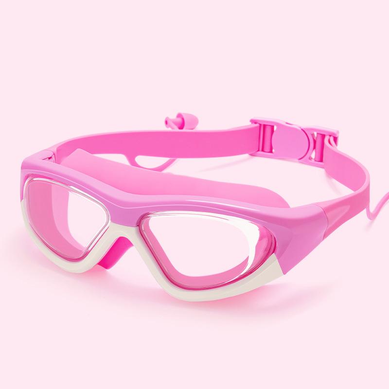 Anti-fog Children's High-definition Swimming Goggles Silicone Wide-angle Large Frame Seal Waterproof  Wearing Earplugs Goggles