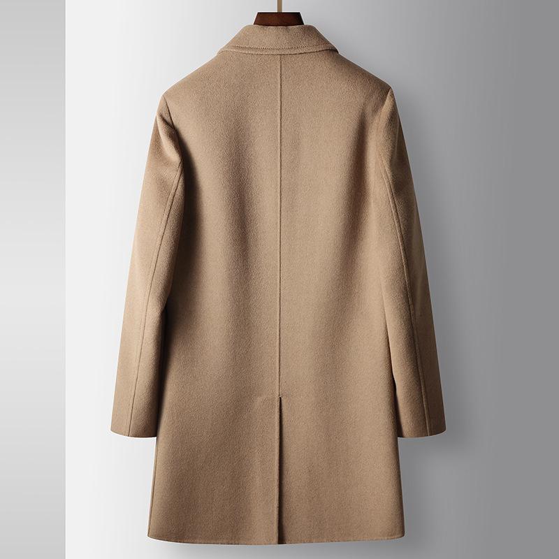 Autumn and Winter Medium and Long Lapel Middle-aged and Young People Business Goose Down Liner Double-sided Woolen Thermal Jacket