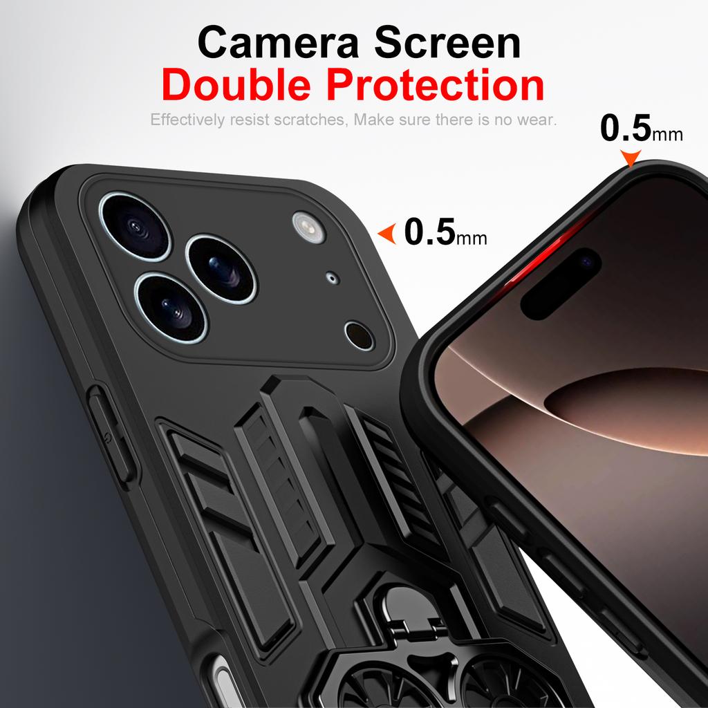 Luxus Ständer Halter Armor Stoßfestes Handyhülle Für iPhone 17 ProMax 16 15 Plus iPhone17 Pro Max Kameraschutz Bumper Abdeckung