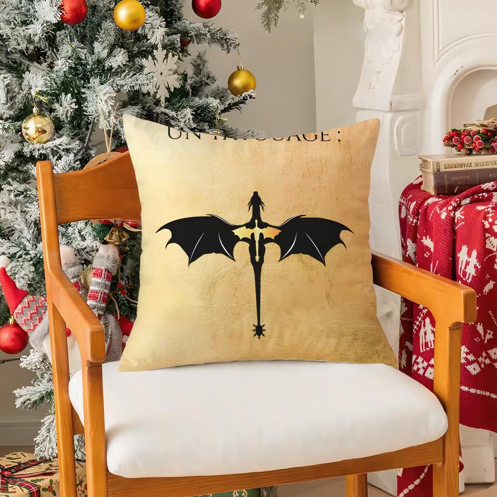 FFourth Wing Dragon Cool Dragon Wings Flying Pillow Case Silky Short Plush With Invisible Zipper Dustproof Sofa Cushion Cover