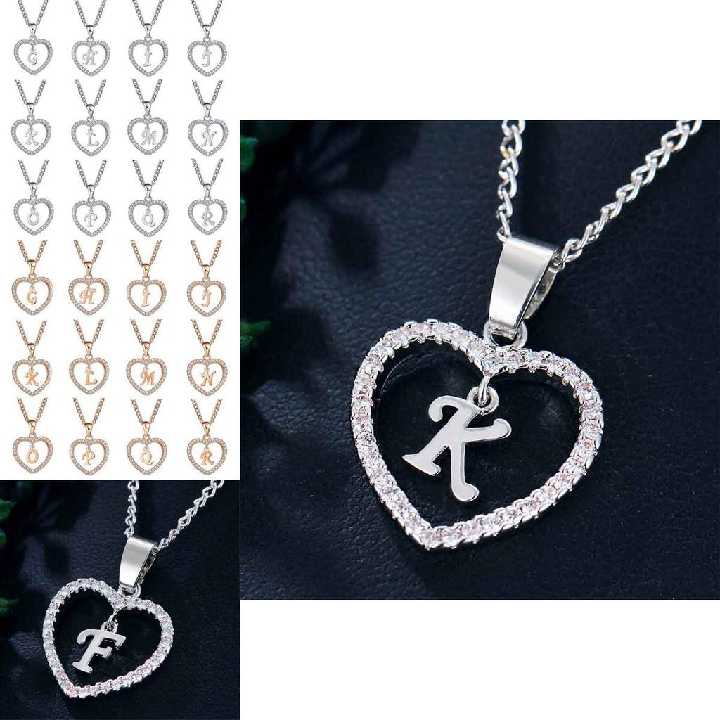 Stunning 26 Letters Heart Love Crystal Women Silver Plated Chain Necklace Jewelry For Meaningful Connections