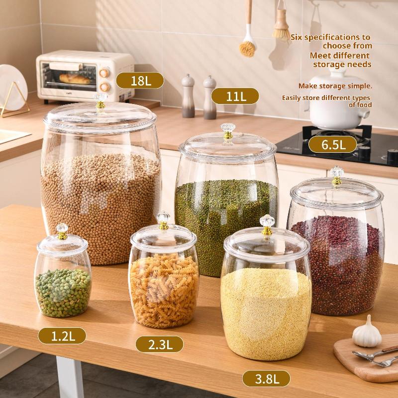 Transparent Flour Grains Storage Jar With Lid Sealed Grains Storage Box Wide Mouth Candy Cookie Jar Tea Kitchen Organizer