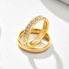 Gold Color Lover Crystal Stainless Steel Rings for Men Women Engagement Wedding Band Fashion Valentine's Day Jewelry