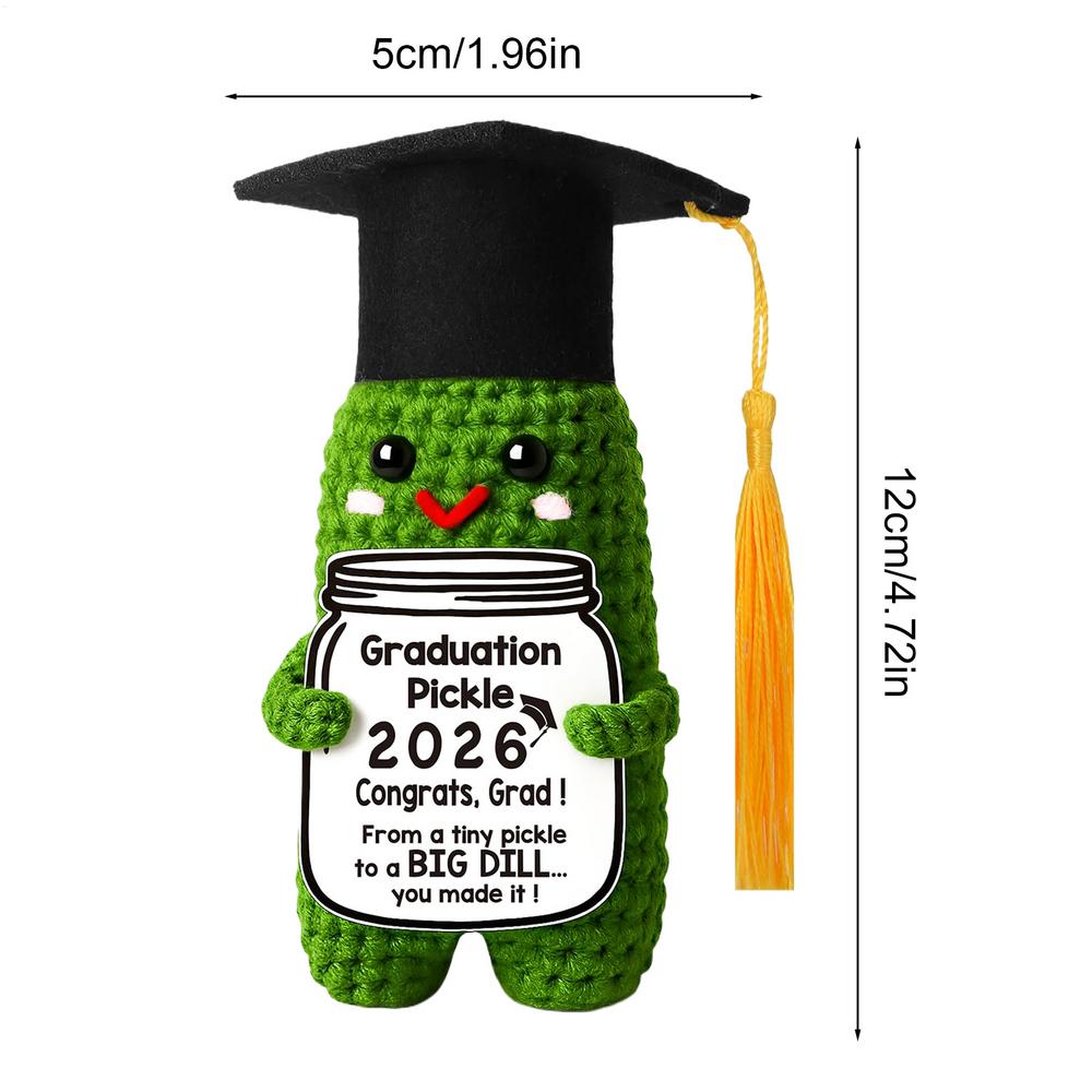 Graduation Pickle Graduation Keepsake Cute Knitted Cucumber Doll for Siblings Friend Classmate Roommate Party Home Office зелёный