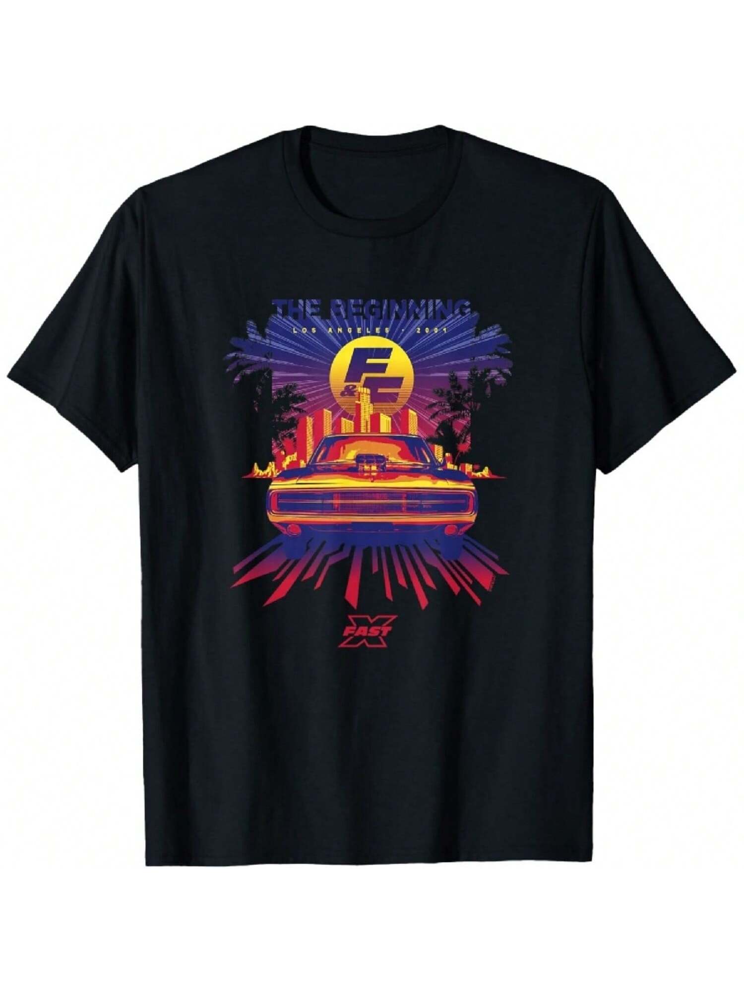 Fast X Dom Toretto Vintage City Skyline Charger Poster T-Shirt S разноцветный