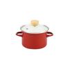 Pearl Metal Cook Pot, 12cm, Enamel, Gas Stove Only, Red, Just the Right Size, HB-4897
