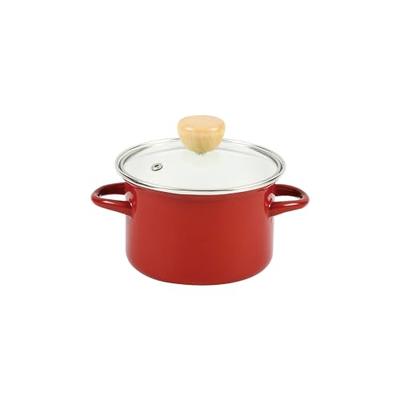 Pearl Metal Cook Pot, 12cm, Enamel, Gas Stove Only, Red, Just the Right Size, HB-4897