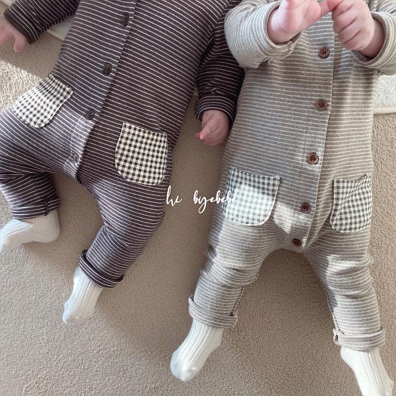 Korean Style Newborn Baby Striped Romper Pajamas