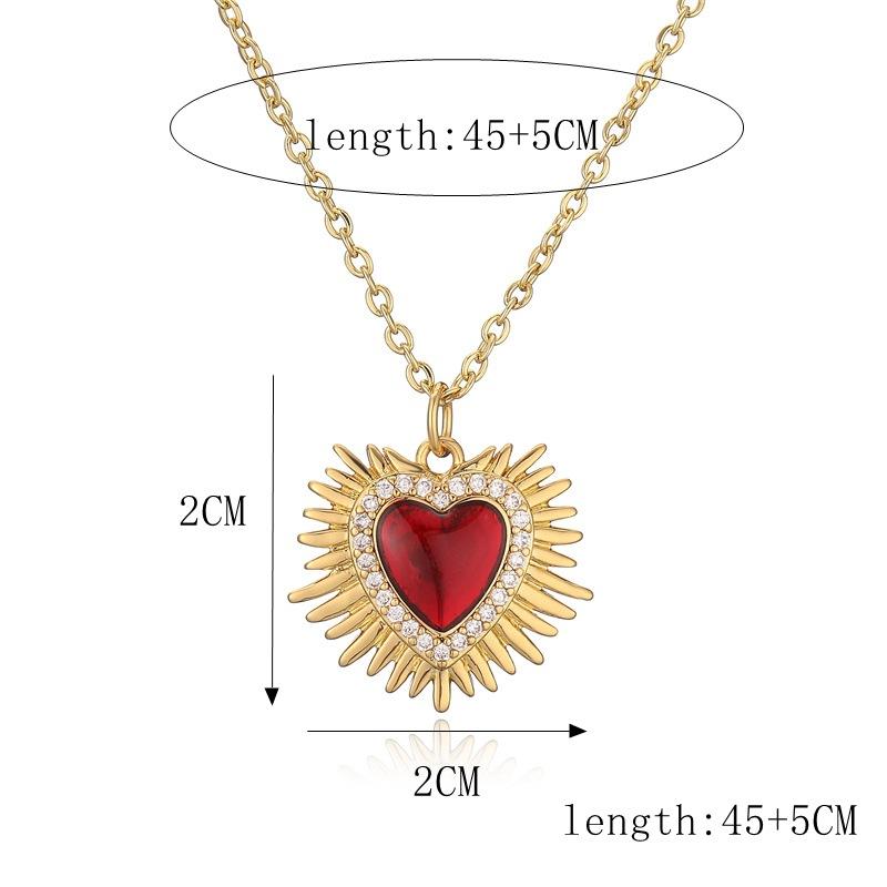 Love Wings Pendant Necklace for Women, European and American INS Fashion Versatile, Copper Plated Real Gold Zircon Drip Oil