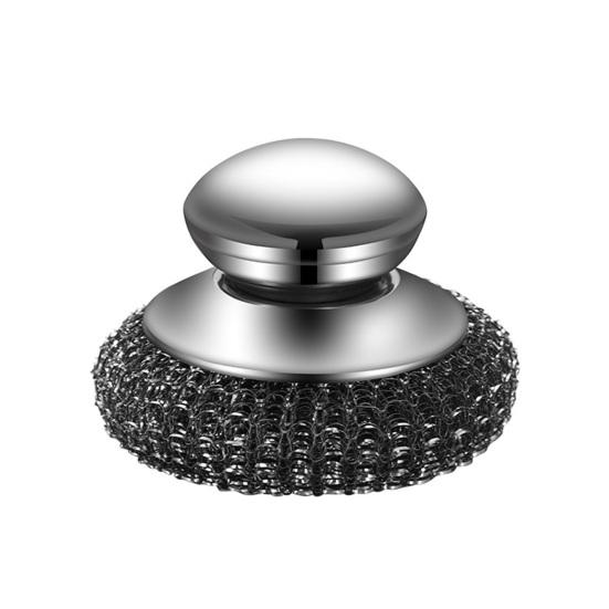 Long Lasting Scrub Brush Stainless Steel Pot Cleaning Brush, with Ergonomic Handle, Heavy Tool Duty Kitchen Scrubbing for Pans Grill Dishes Sturdy