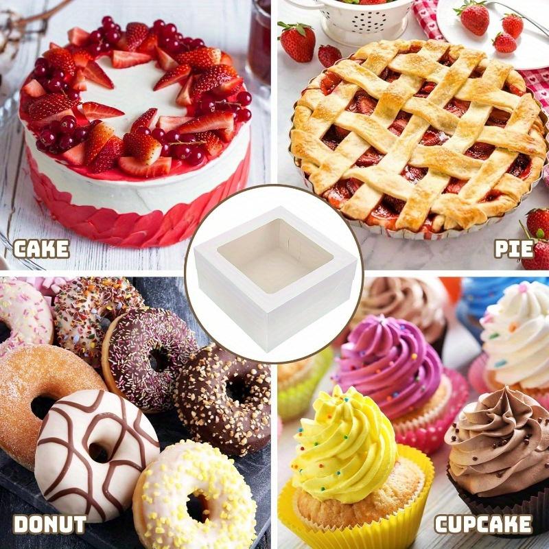 12pcs Cake Boxes 10x10x8 Inch Square Bakery Boxes with Window Pasteles for Cakes Pastries Chocolates Cookies Pie Birthday Party Wedding Easter