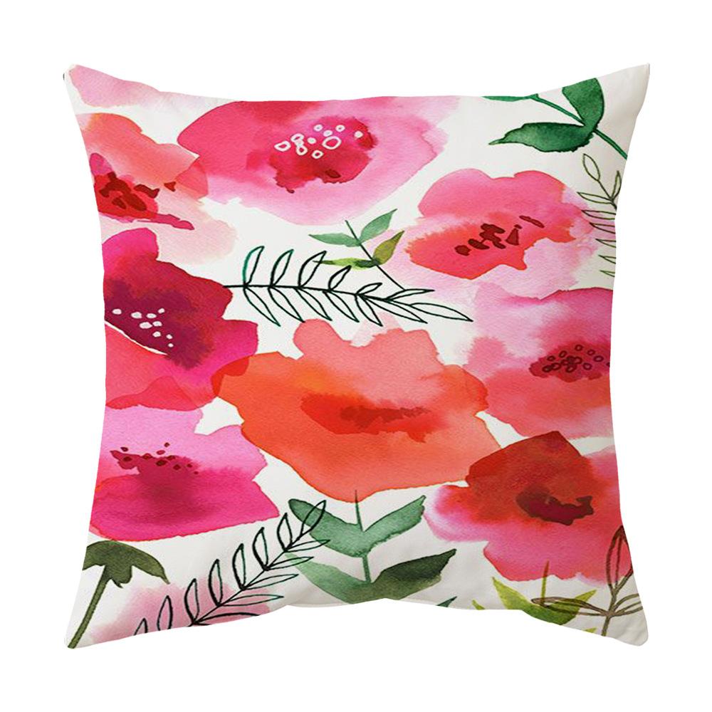 Pillow Flower Plant Print Pillow Case Bedside Cushion Home Fabric Sofa Cushion