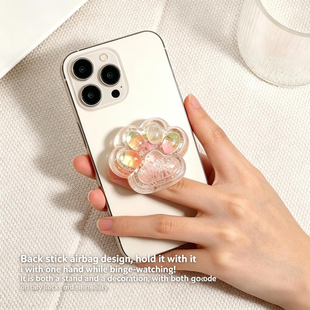 Handmade Resin Cat Paw Shaker Set, Fruit Filled Glitter Phone Stand, Kawaii Cat Lover Gift, Desk Decor Keychain