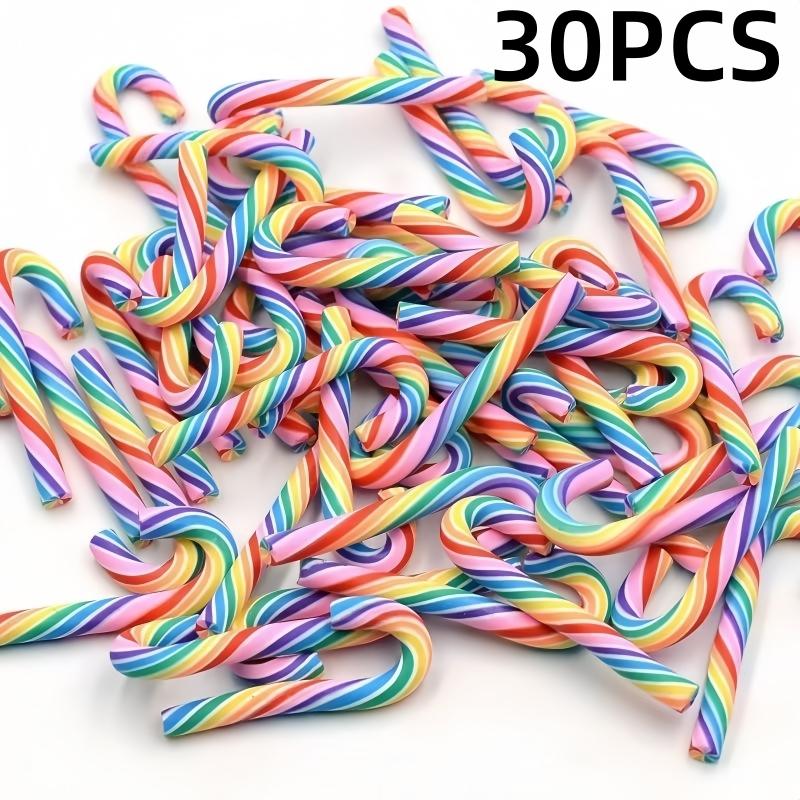 10/30/50Pcs Mini Candy Cane Christmas Decoration Red White Resin Candy Diy Crafts Xmas Pendant Navidad Home Decor New Year