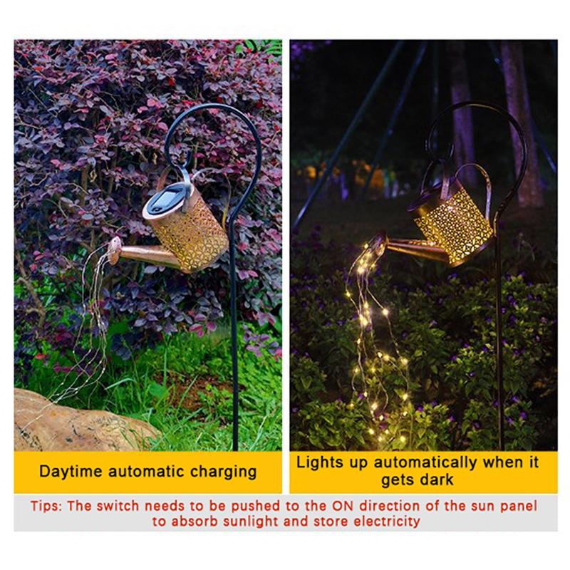Solar Watering Can Light Hanging Waterfall Lamp Waterproof Outdoor Garden Decor Yard Porch Lawn Backyard Landscape Sun Led Lamp