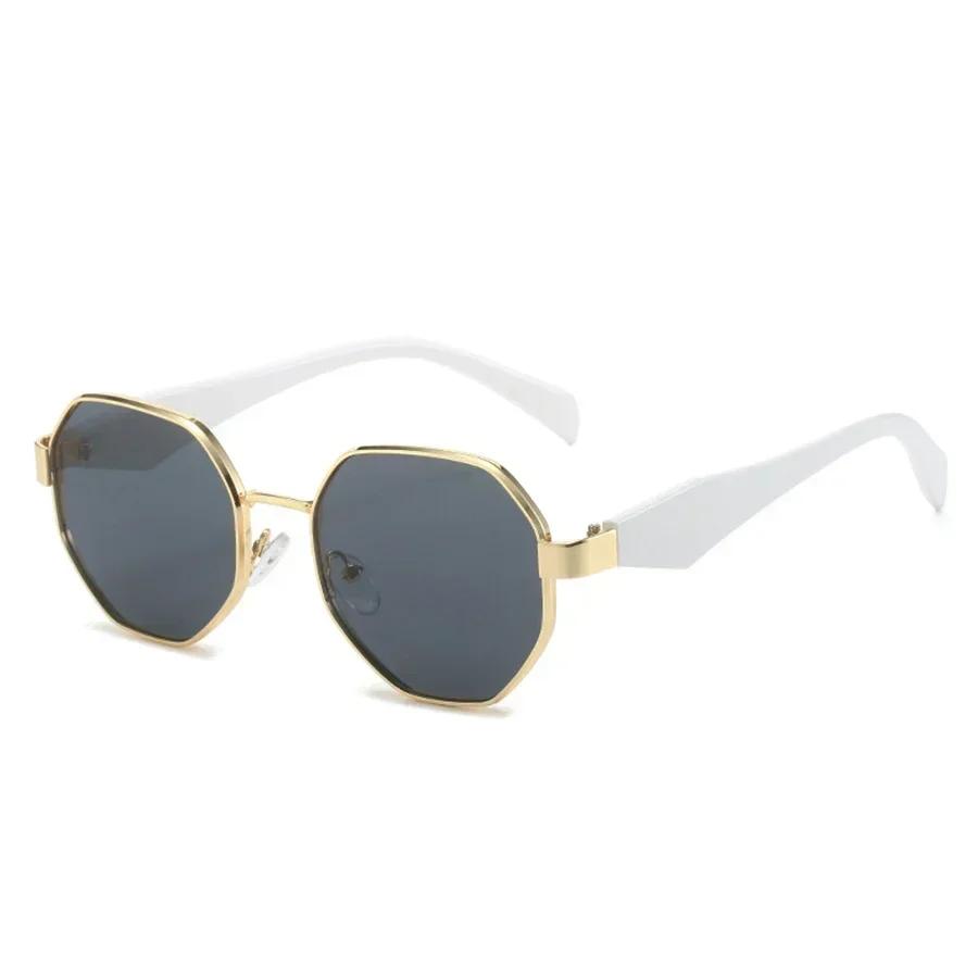New Men Women Polygonal Metal Sunglasses Ultraviolet-Proof Driving Travel Gradient Blue Glasses Full Frame Shades Eyewear