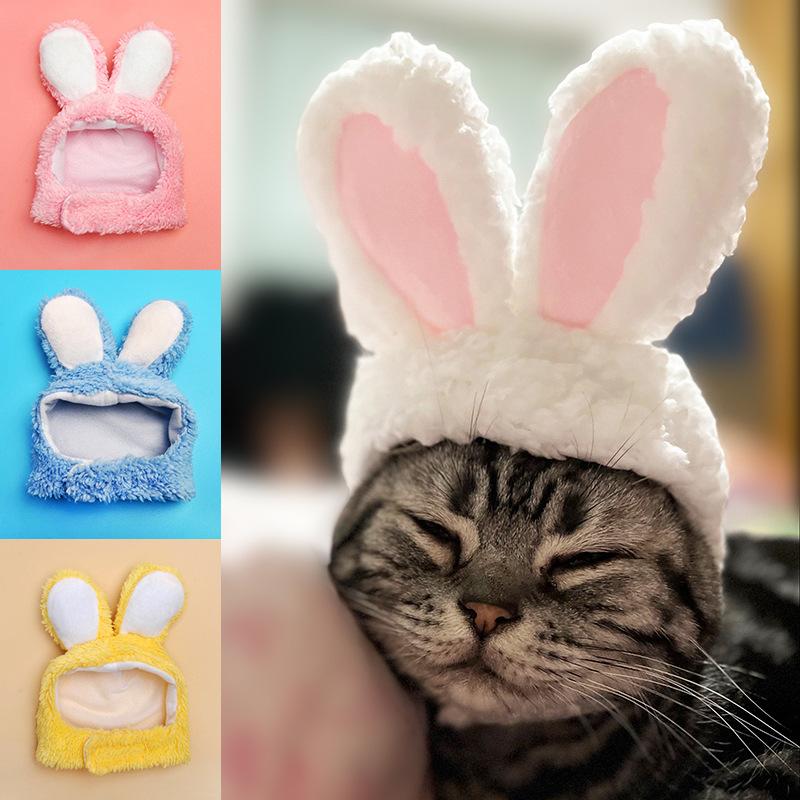 Cute Rabbit Ears Dog Hat Teddy Bichon Costume Transform Pet Cat Headwear Fashionable Net Celebrity Accessories