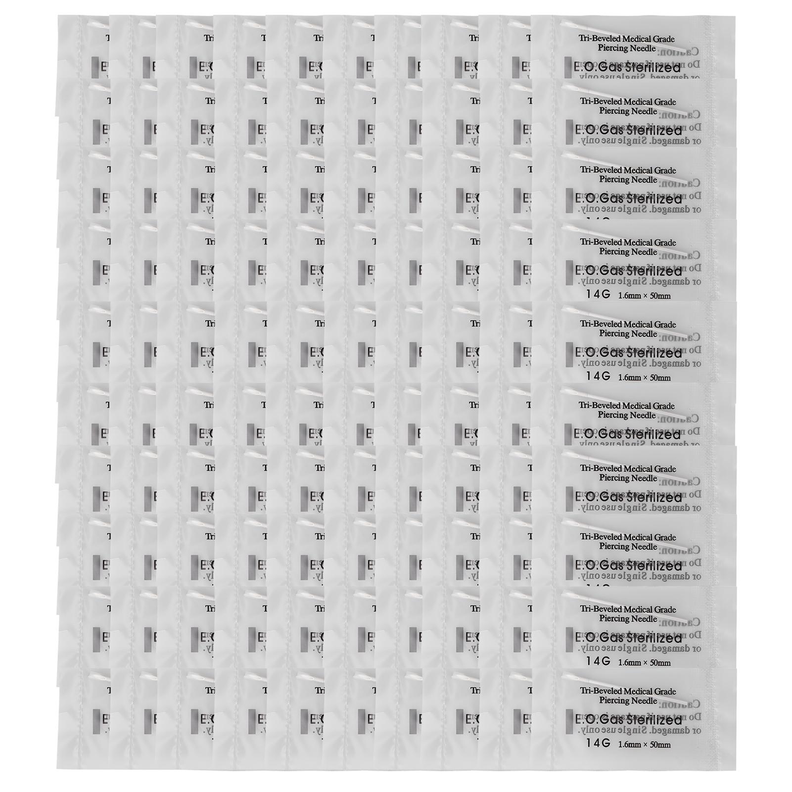 

100 шт. Профессиональные иглы для пирсинга тела 304 из нержавеющей стали одноразовые безопасные иглы для пирсинга тела T 14G